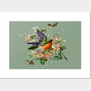 Bird in the Flowers Posters and Art